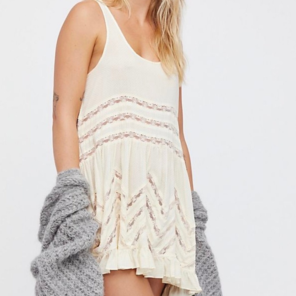 {I. Free People} Voile & Lace Trapeze Dress
